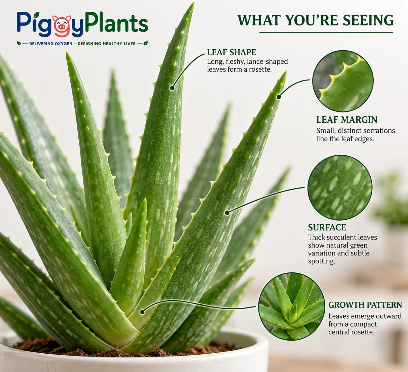 Close-up of Aloe Vera leaves and botanical detail