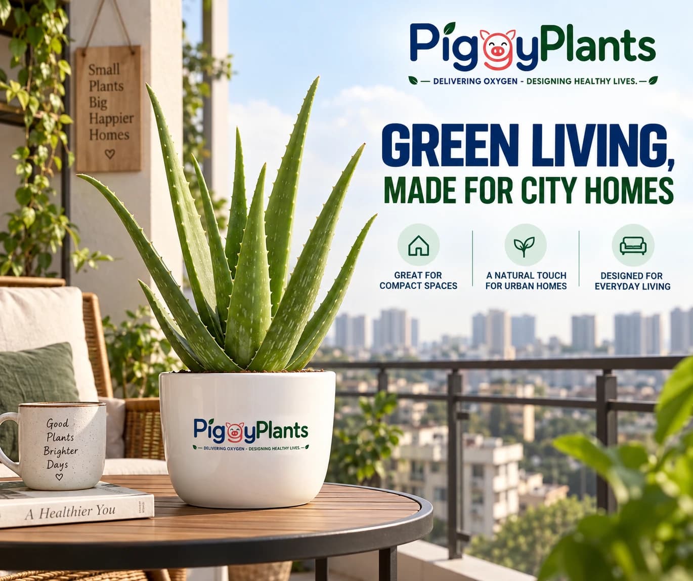 Aloe Vera on an urban balcony and lifestyle placement