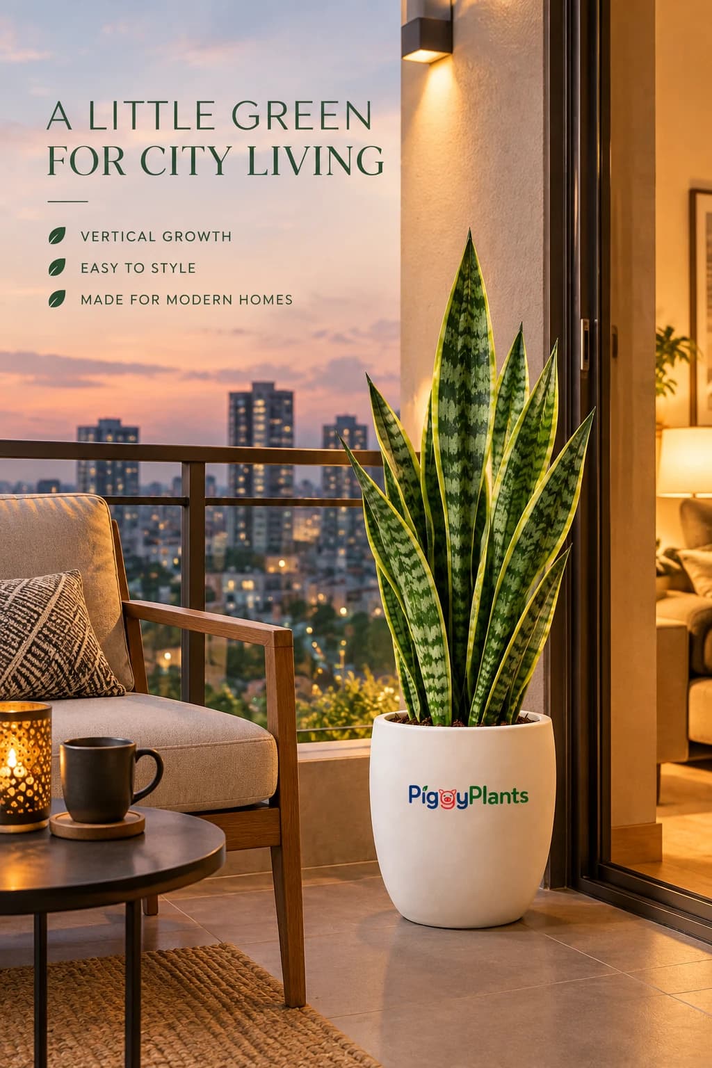 Snake Plant on an urban balcony and lifestyle placement